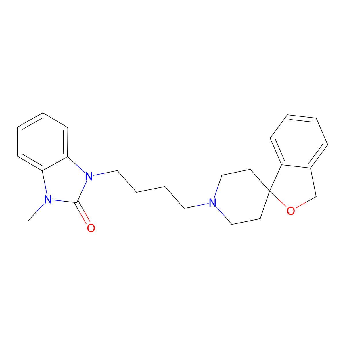 1-methyl-3-(4-spiro[1H-2-benzofuran-3,4'-piperidine]-1'-ylbutyl)benzimidazol-2-one molecular structure, CAS 1259949-84-2