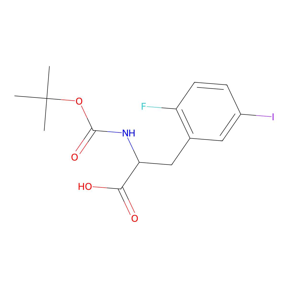 2-{[(Tert-butoxy)carbonyl]amino}-3-(2-fluoro-5-iodophenyl)propanoicacid molecular structure, CAS 1259957-70-4