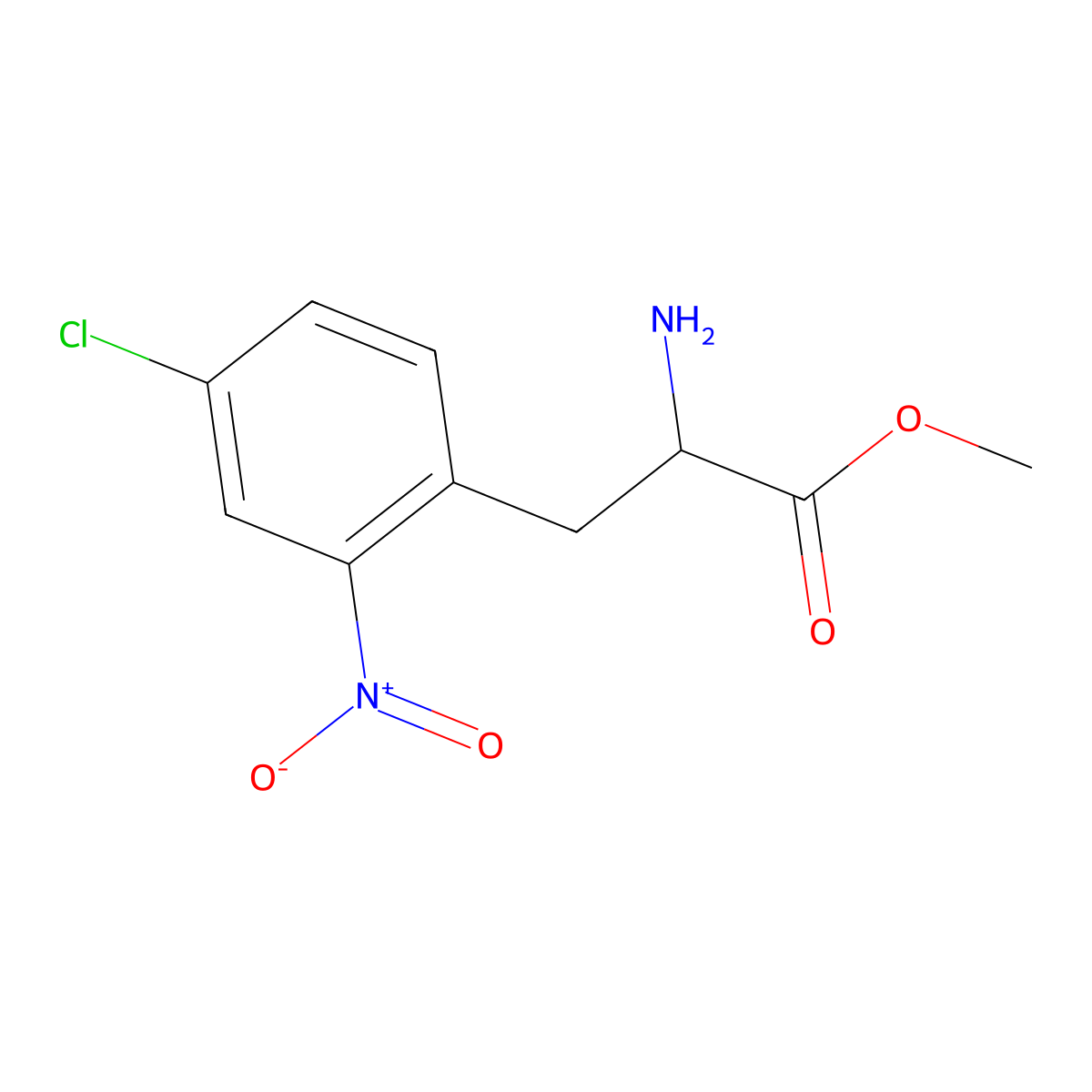 Methyl 2-amino-3-(4-chloro-2-nitrophenyl)propanoate molecular structure, CAS 1259960-22-9