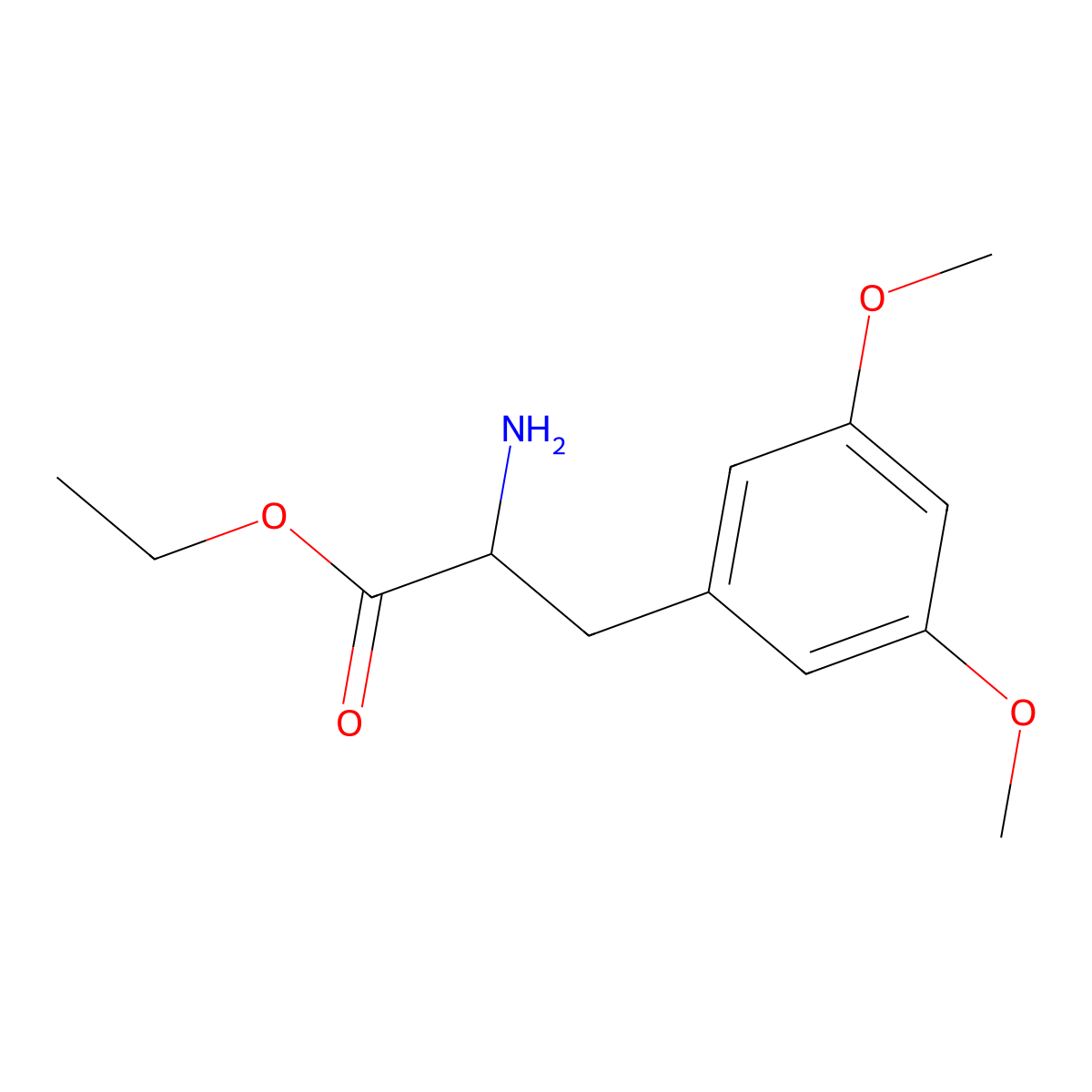 Ethyl 2-amino-3-(3,5-dimethoxyphenyl)propanoate molecular structure, CAS 1259961-37-9