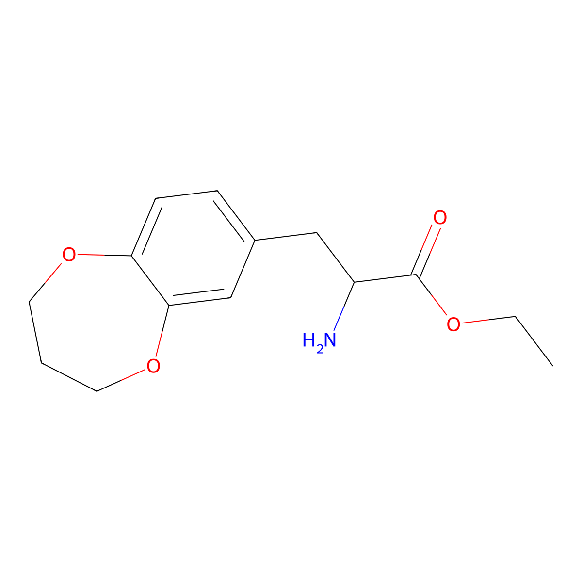 ethyl 2-amino-3-(3,4-dihydro-2H-1,5-benzodioxepin-7-yl)propanoate molecular structure, CAS 1259962-62-3