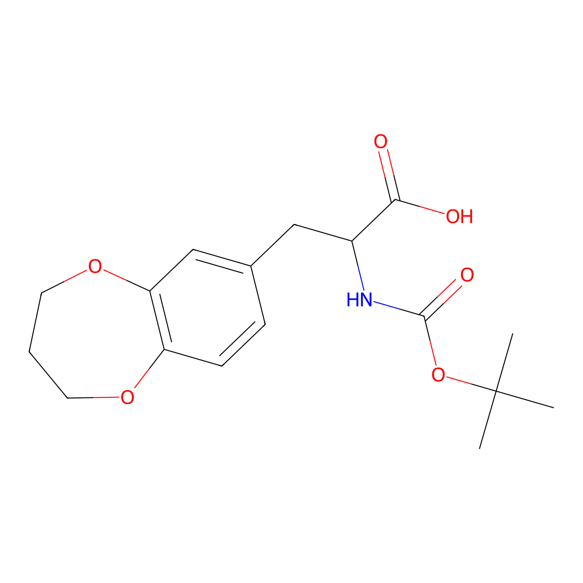 2-{[(tert-butoxy)carbonyl]amino}-3-(3,4-dihydro-2H-1,5-benzodioxepin-7-yl)propanoic acid molecular structure, CAS 1259964-20-9
