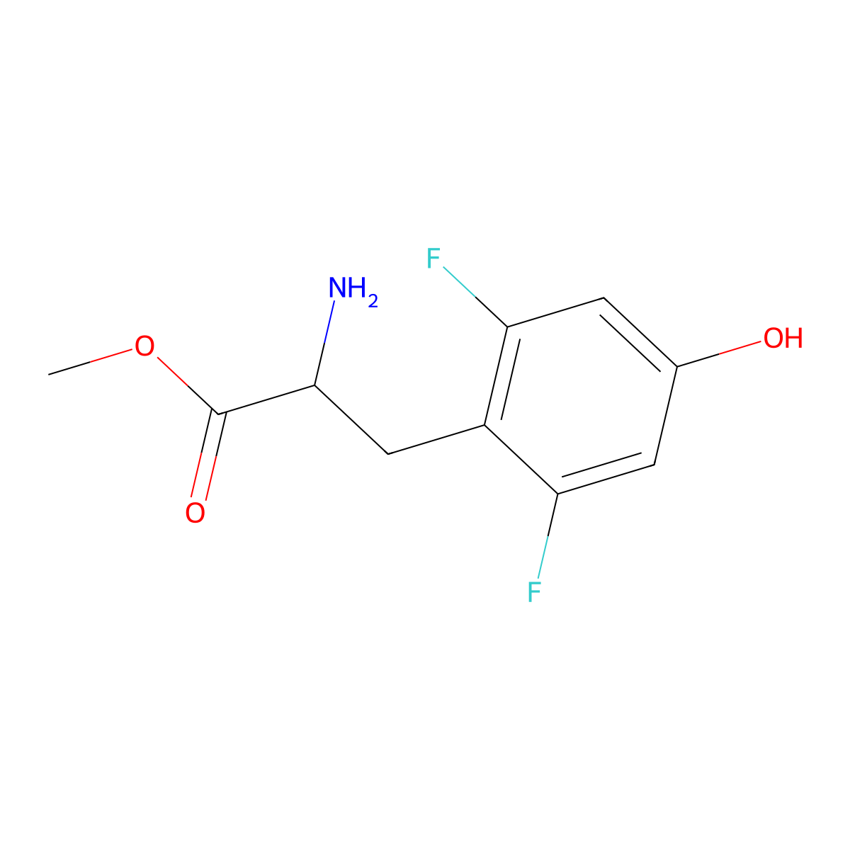 Methyl 2-amino-3-(2,6-difluoro-4-hydroxy-phenyl)propanoate molecular structure, CAS 1259964-63-0