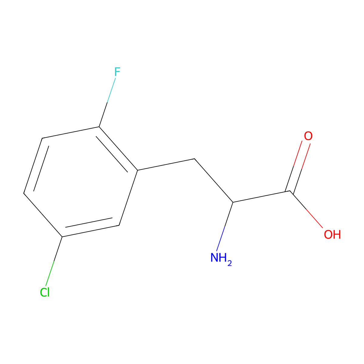2-Amino-3-(5-chloro-2-fluorophenyl)propanoic acid molecular structure, CAS 1259966-96-5
