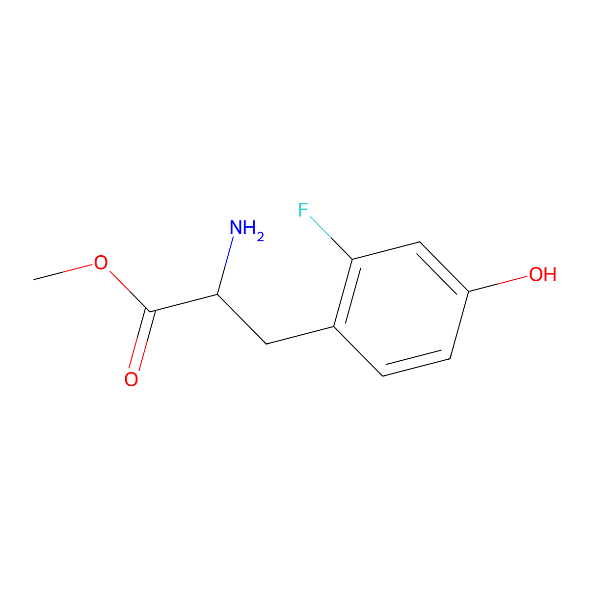 Methyl 2-amino-3-(2-fluoro-4-hydroxyphenyl)propanoate molecular structure, CAS 1259972-52-5