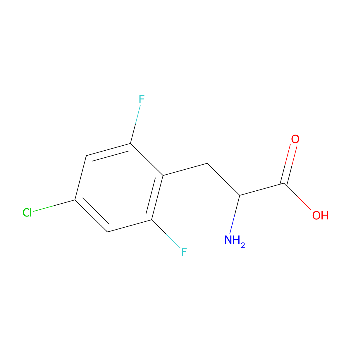 2-Amino-3-(4-chloro-2,6-difluorophenyl)propanoic acid molecular structure, CAS 1259973-46-0