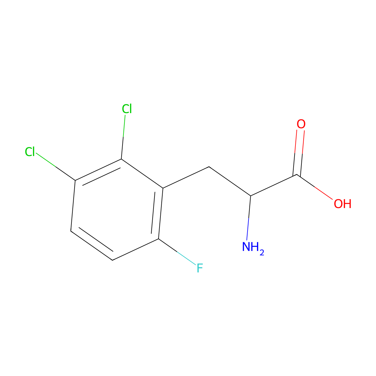 2-Amino-3-(2,3-dichloro-6-fluorophenyl)propanoic acid molecular structure, CAS 1259973-77-7