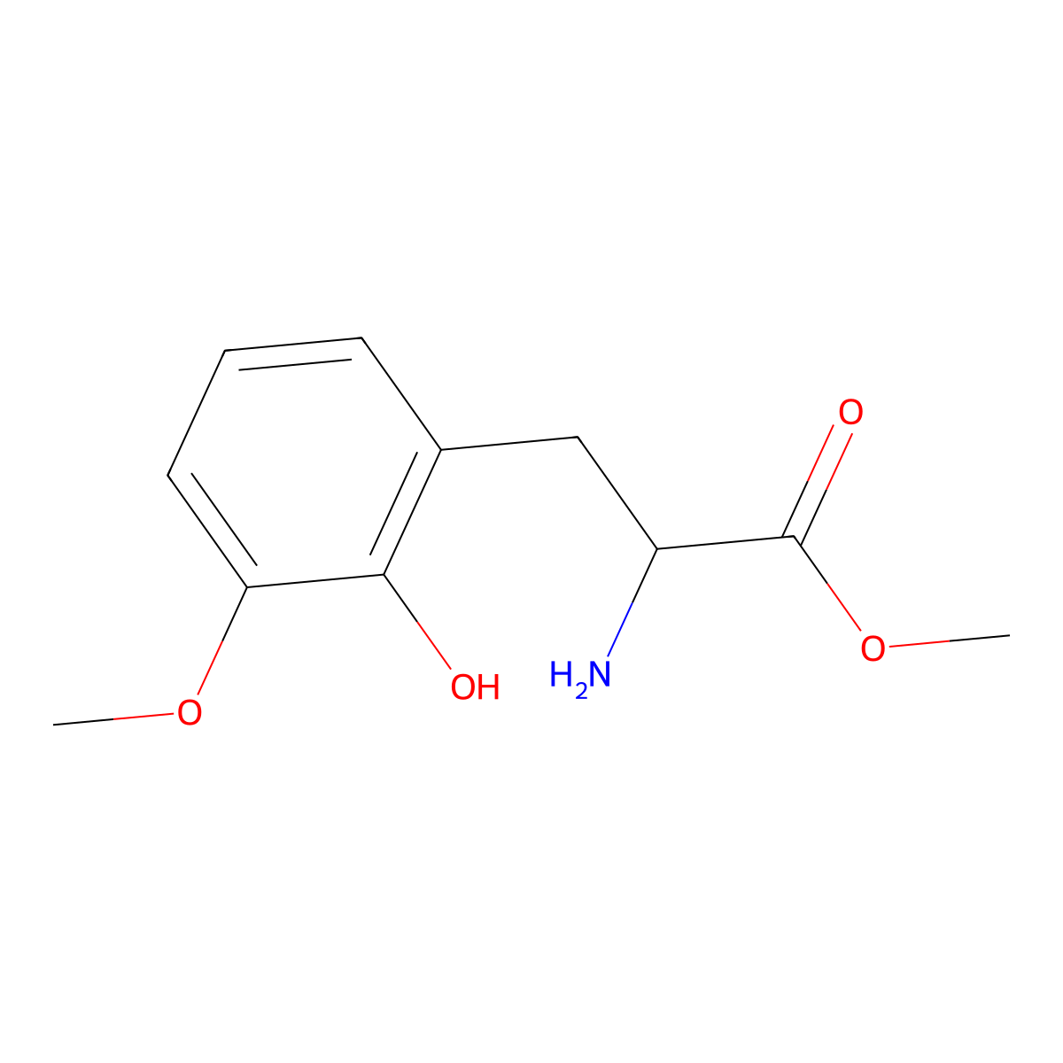 Methyl 2-amino-3-(2-hydroxy-3-methoxyphenyl)propanoate molecular structure, CAS 1259974-66-7