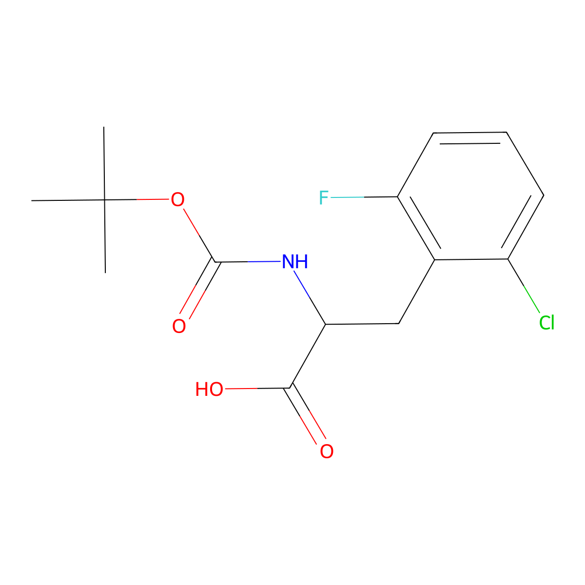 2-{[(Tert-butoxy)carbonyl]amino}-3-(2-chloro-6-fluorophenyl)propanoic acid molecular structure, CAS 1259975-77-3