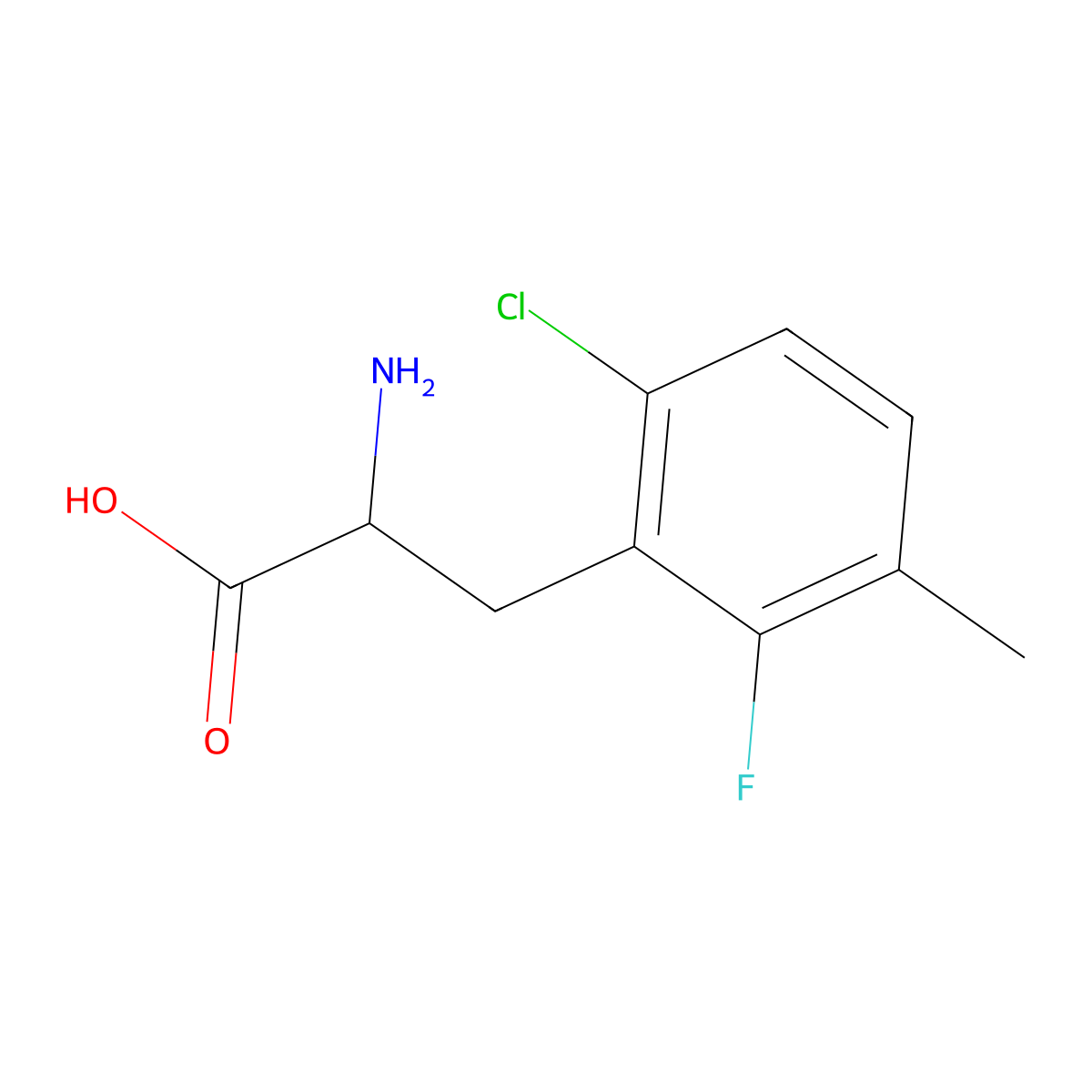 2-Amino-3-(6-chloro-2-fluoro-3-methylphenyl)propanoic acid molecular structure, CAS 1259982-09-6