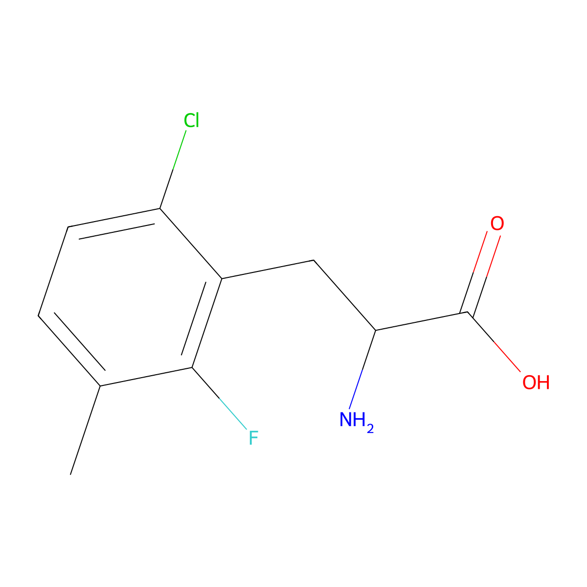 2-Amino-3-(6-chloro-2-fluoro-3-methylphenyl)propanoic acid molecular structure, CAS 1259982-09-6