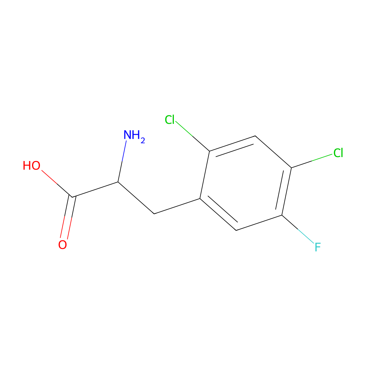2-Amino-3-(2,4-dichloro-5-fluorophenyl)propanoic acid molecular structure, CAS 1259982-14-3