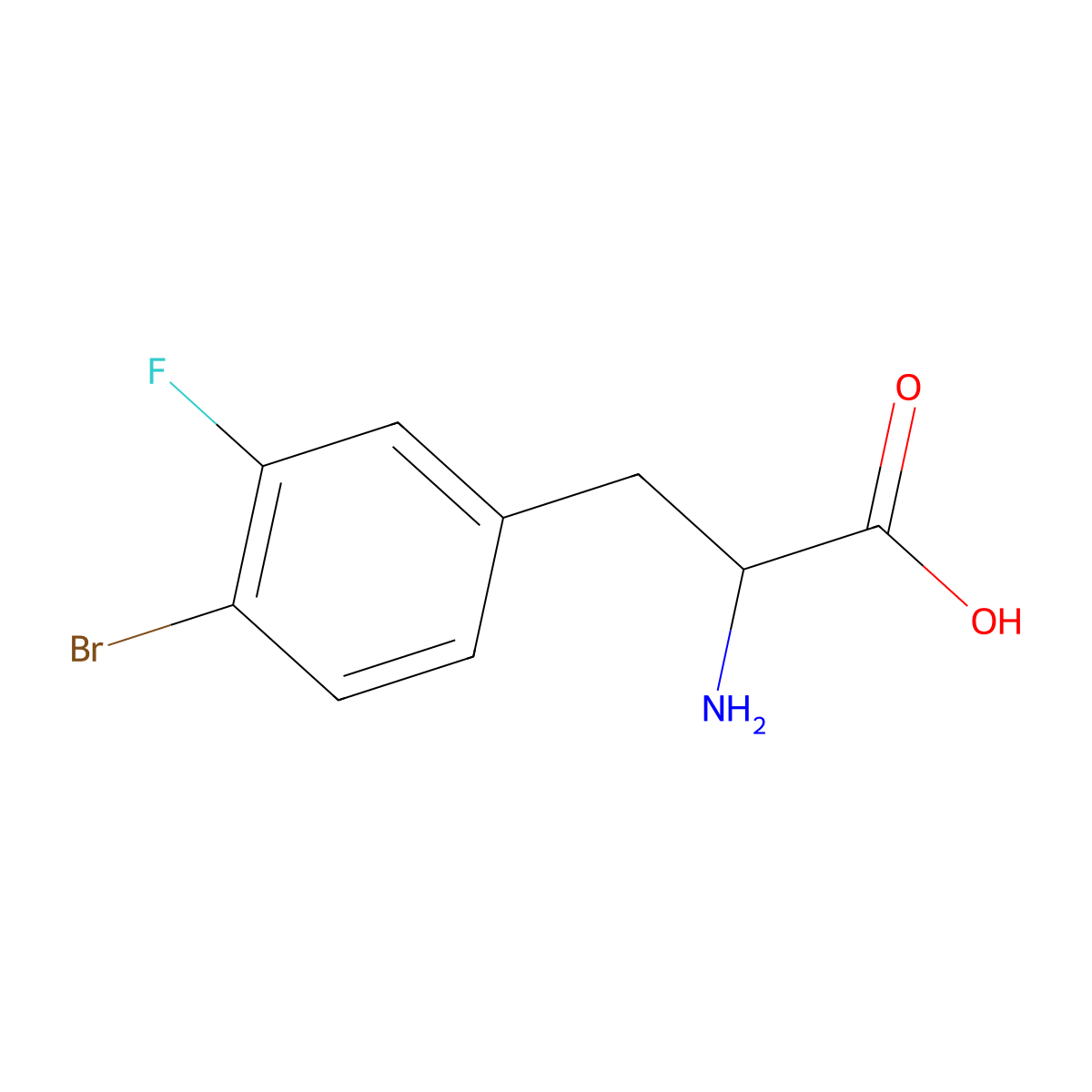2-Amino-3-(4-bromo-3-fluorophenyl)propanoic acid molecular structure, CAS 1259982-18-7