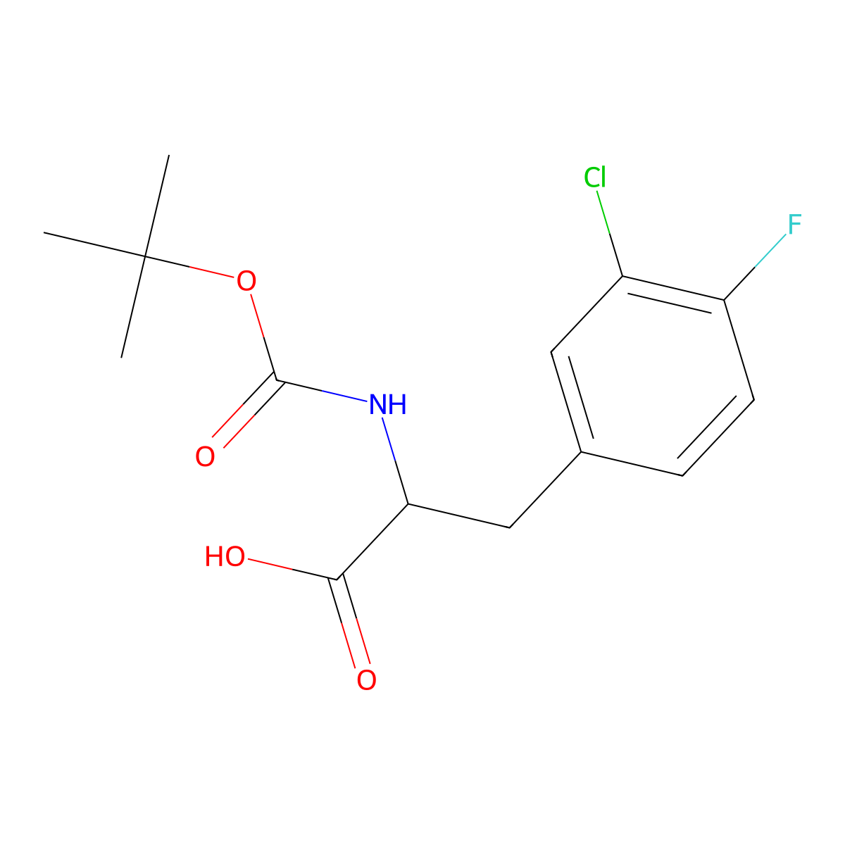2-{[(Tert-butoxy)carbonyl]amino}-3-(3-chloro-4-fluorophenyl)propanoic acid molecular structure, CAS 1259983-03-3