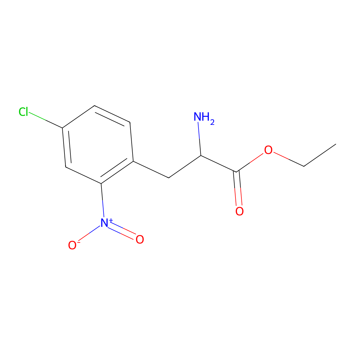 Ethyl 2-amino-3-(4-chloro-2-nitrophenyl)propanoate molecular structure, CAS 1259984-44-5
