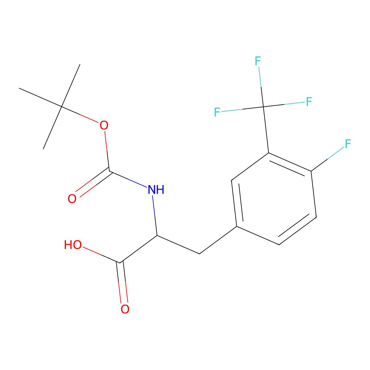 2-((Tert-butoxycarbonyl)amino)-3-(4-fluoro-3-(trifluoromethyl)phenyl)propanoic acid molecular structure, CAS 1259985-26-6