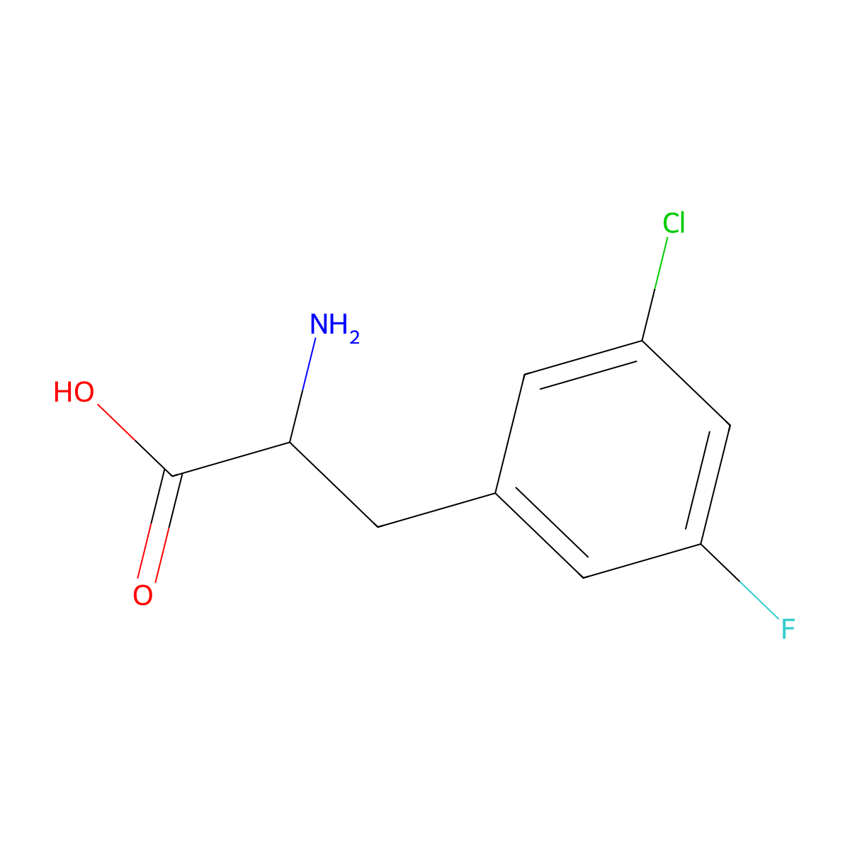 2-Amino-3-(3-chloro-5-fluorophenyl)propanoic acid molecular structure, CAS 1259985-73-3