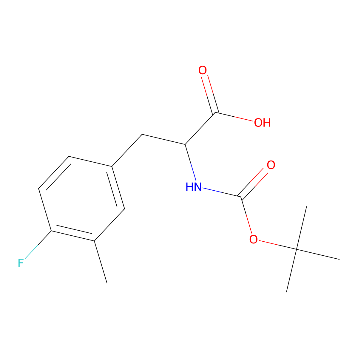 2-((Tert-butoxycarbonyl)amino)-3-(4-fluoro-3-methylphenyl)propanoic acid molecular structure, CAS 1259988-31-2