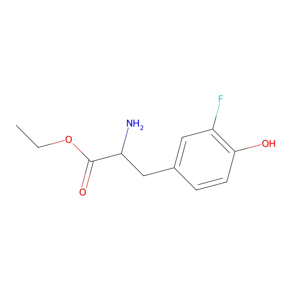 Ethyl 2-amino-3-(3-fluoro-4-hydroxyphenyl)propanoate molecular structure, CAS 1259989-57-5