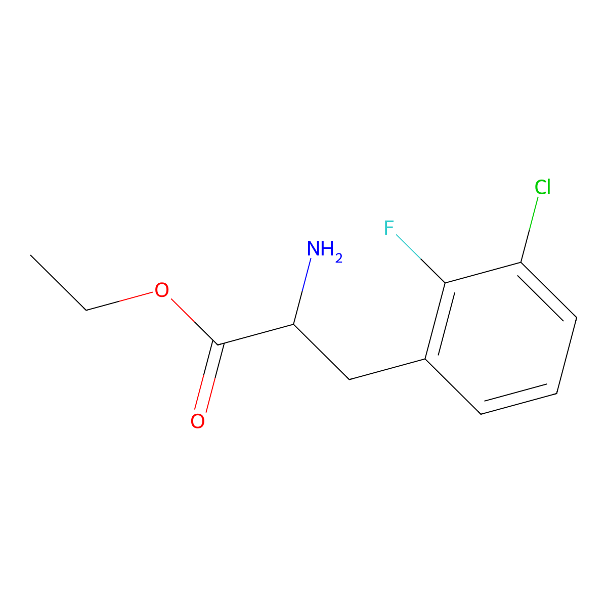 Ethyl 2-amino-3-(3-chloro-2-fluorophenyl)propanoate molecular structure, CAS 1259992-38-5