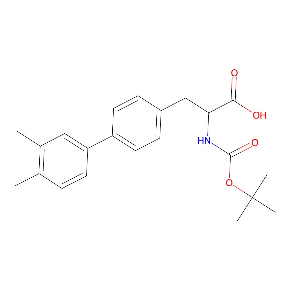 2-((Tert-butoxycarbonyl)amino)-3-(3',4'-dimethyl-[1,1'-biphenyl]-4-yl)propanoic acid molecular structure, CAS 1259999-01-3