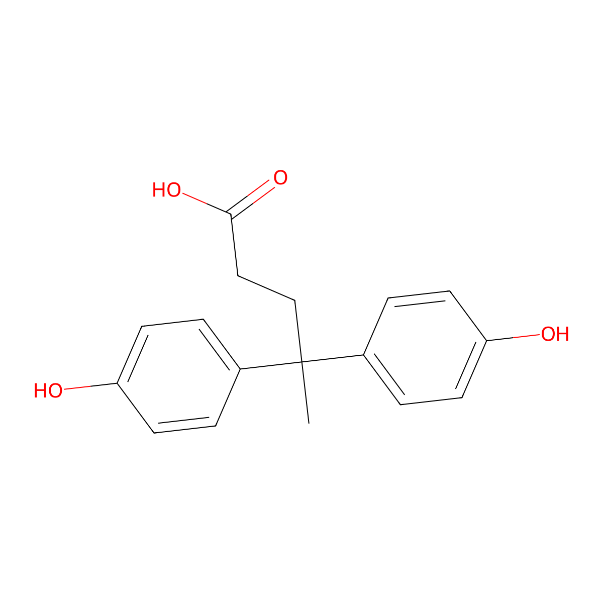 4,4'-Bis(4-hydroxyphenyl)valeric acid molecular structure, CAS 126-00-1