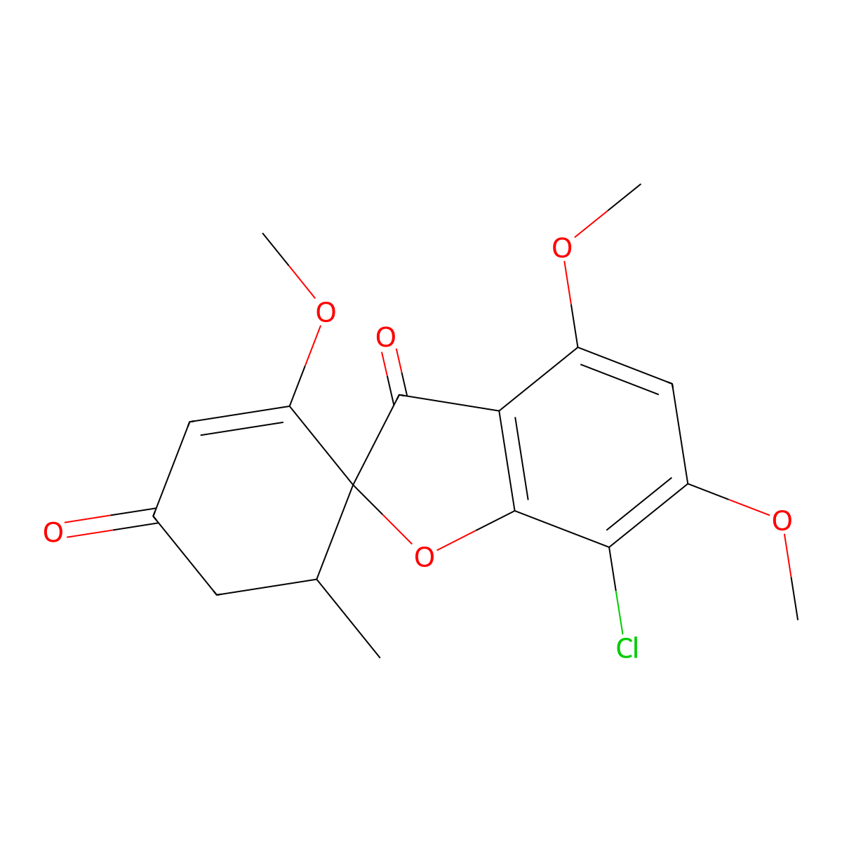 Griseofulvin molecular structure, CAS 126-07-8