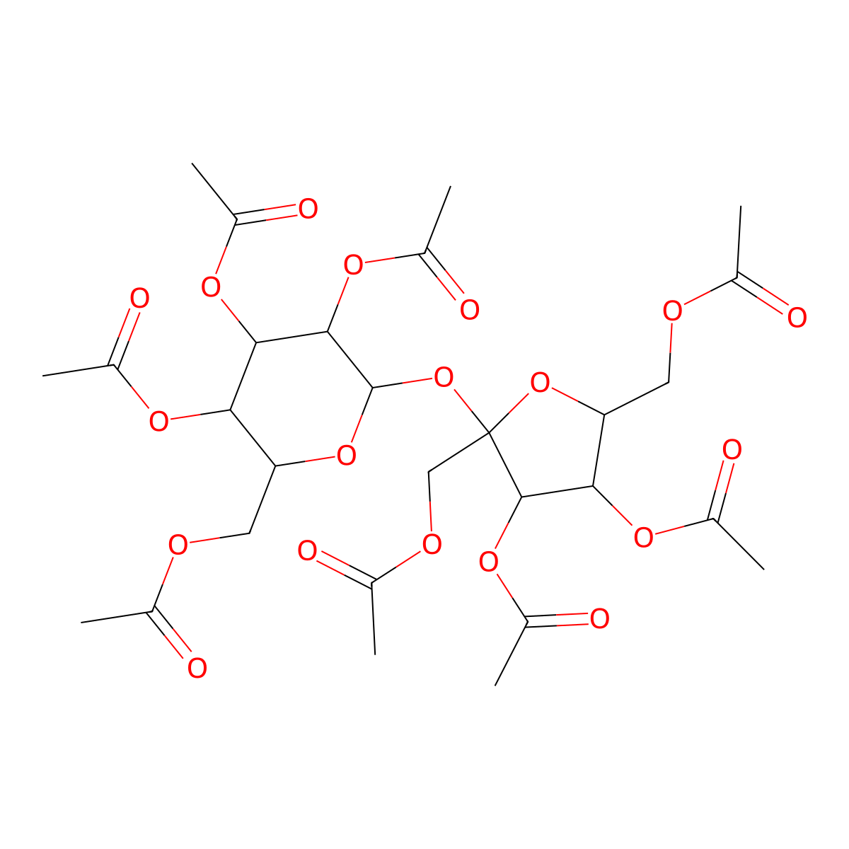 Sucrose Octaacetate molecular structure, CAS 126-14-7