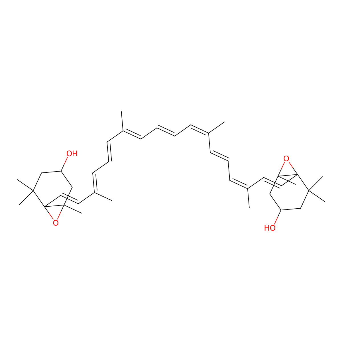 Violaxanthin molecular structure, CAS 126-29-4