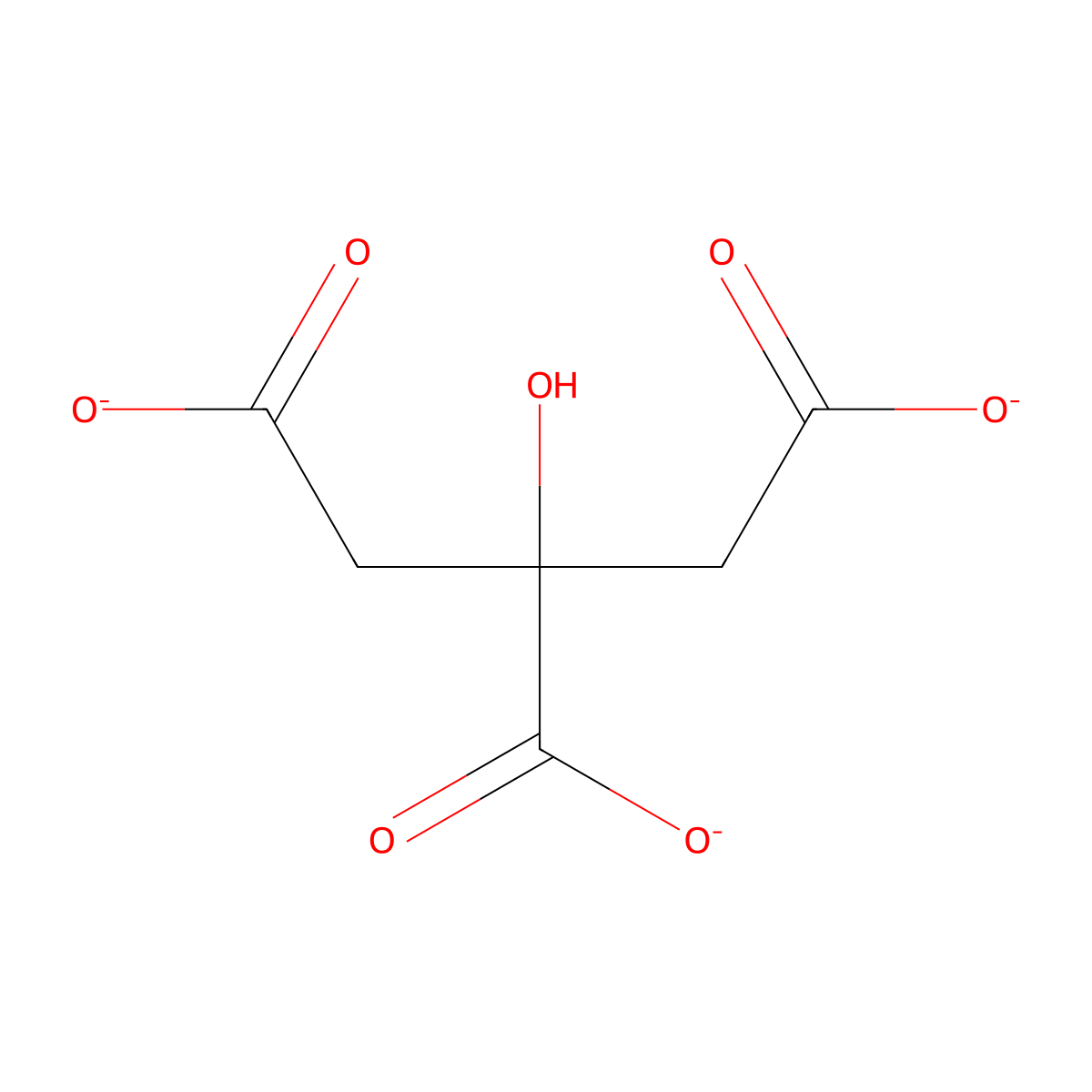 Citrate molecular structure, CAS 126-44-3