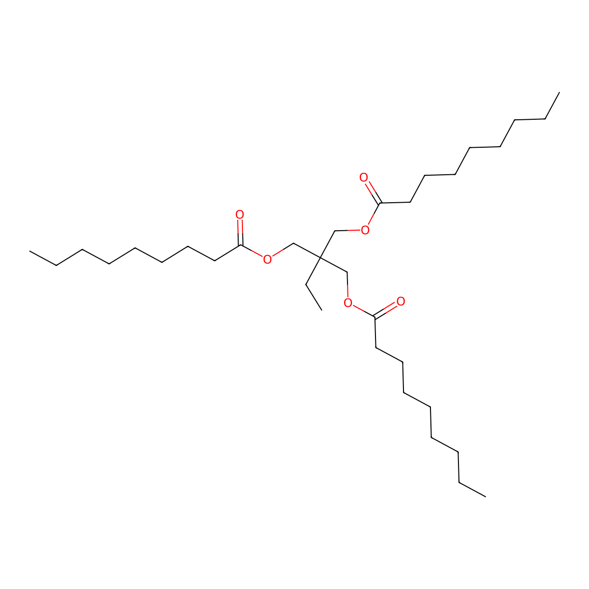 Trimethylolpropane trinonanoate molecular structure, CAS 126-57-8