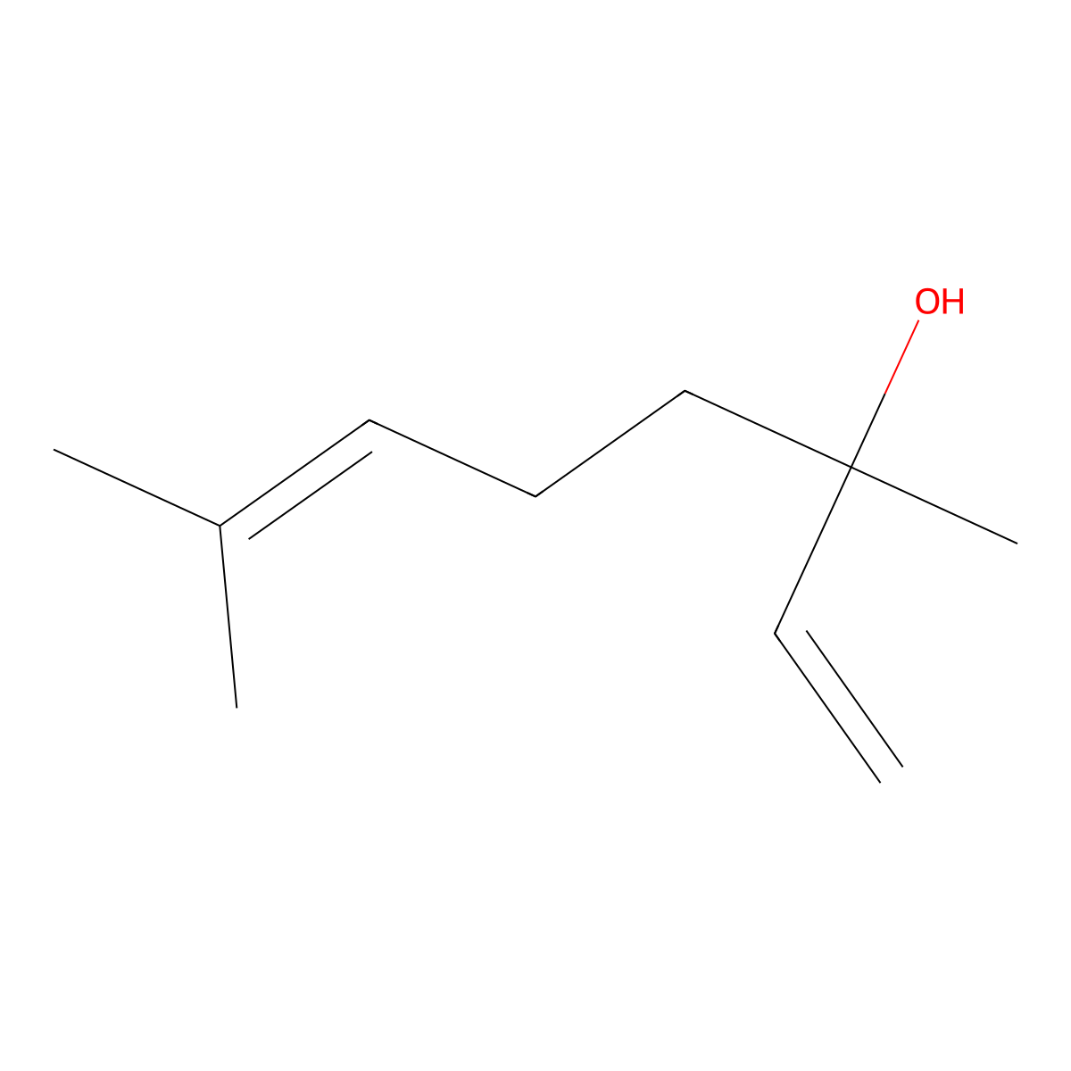 Linalool, (+)- molecular structure, CAS 126-90-9
