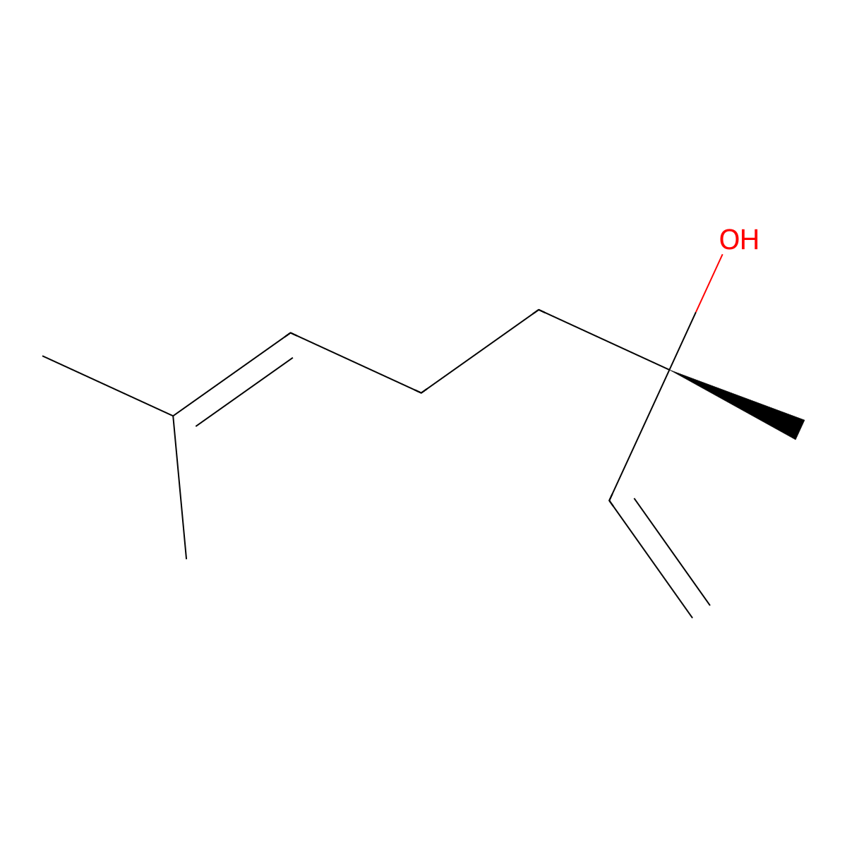 Linalool, (+)- molecular structure, CAS 126-90-9