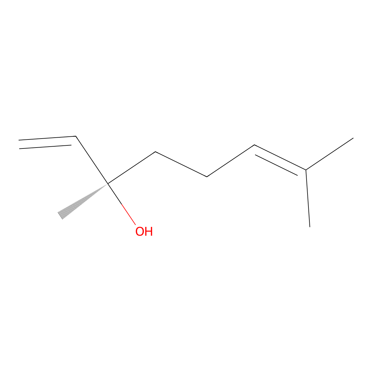 (-)-Linalool molecular structure, CAS 126-91-0