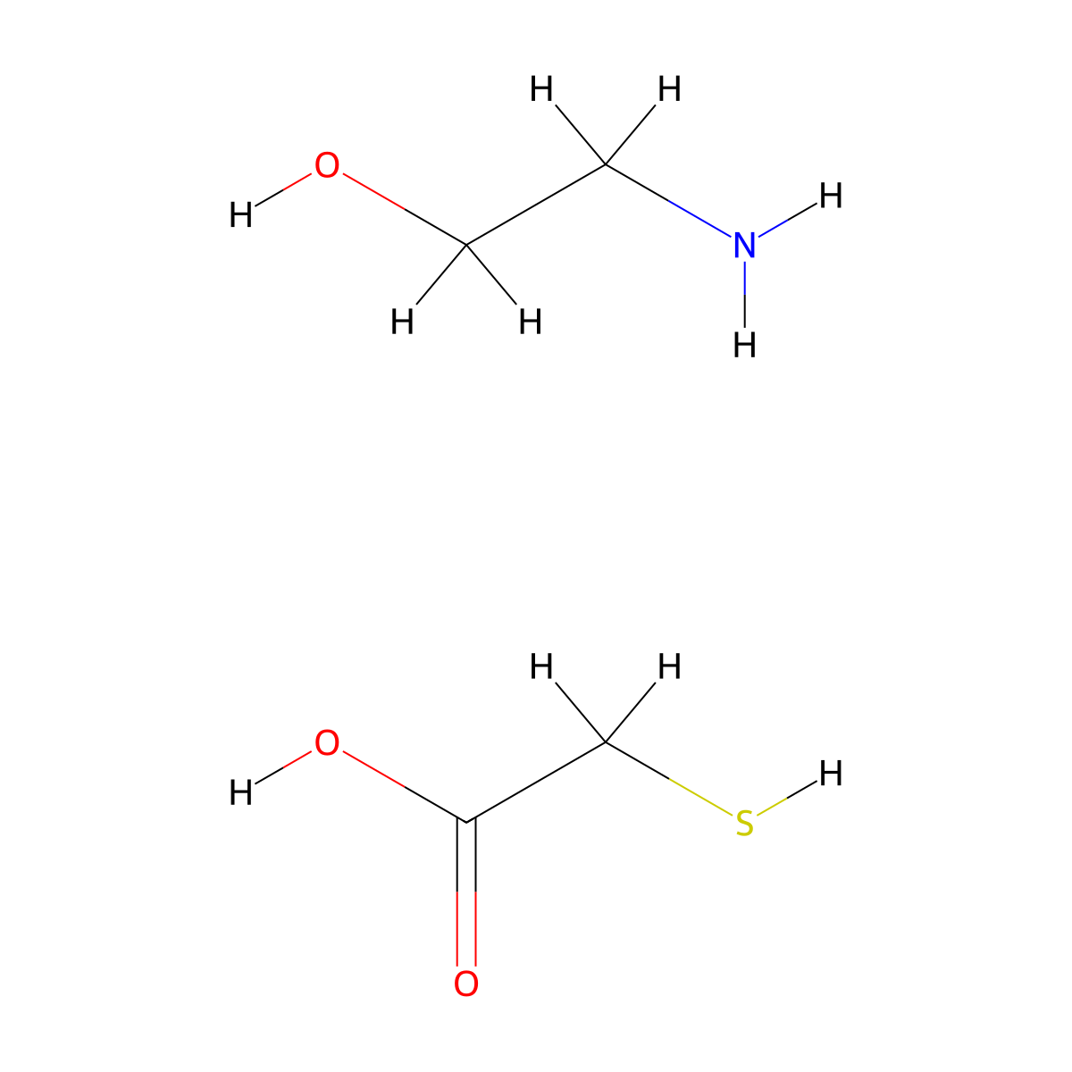 Monoethanolamine thioglycolate molecular structure, CAS 126-97-6