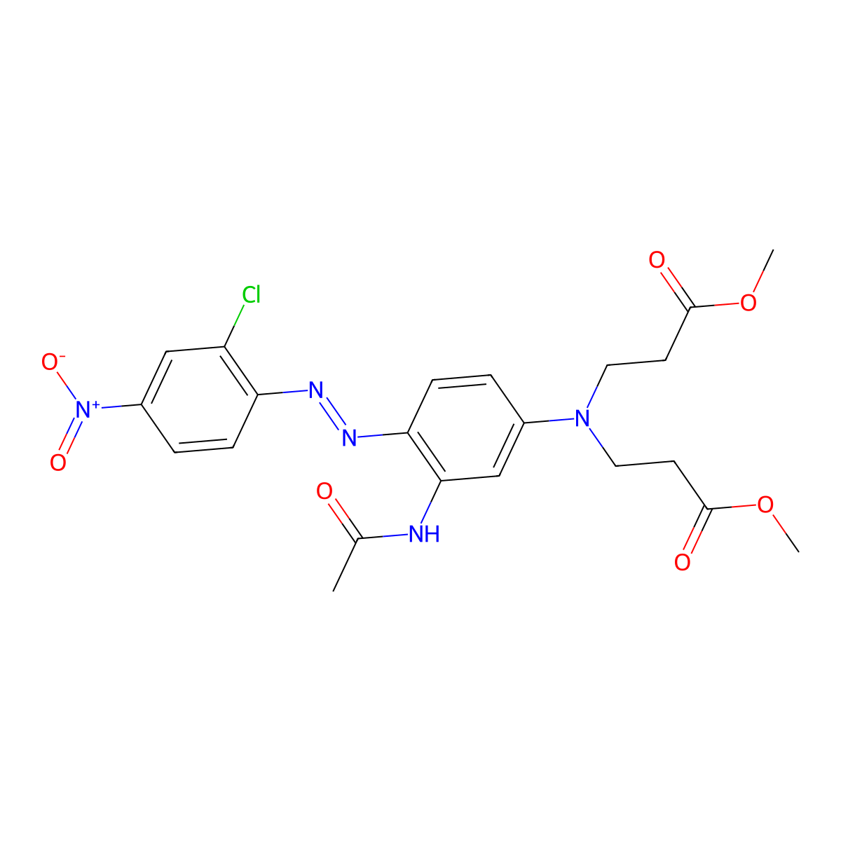 N-[3-(Acetylamino)-4-[2-(2-chloro-4-nitrophenyl)diazenyl]phenyl]-N-(3-methoxy-3-oxopropyl)-beta-alanine methyl ester molecular structure, CAS 1260-35-1