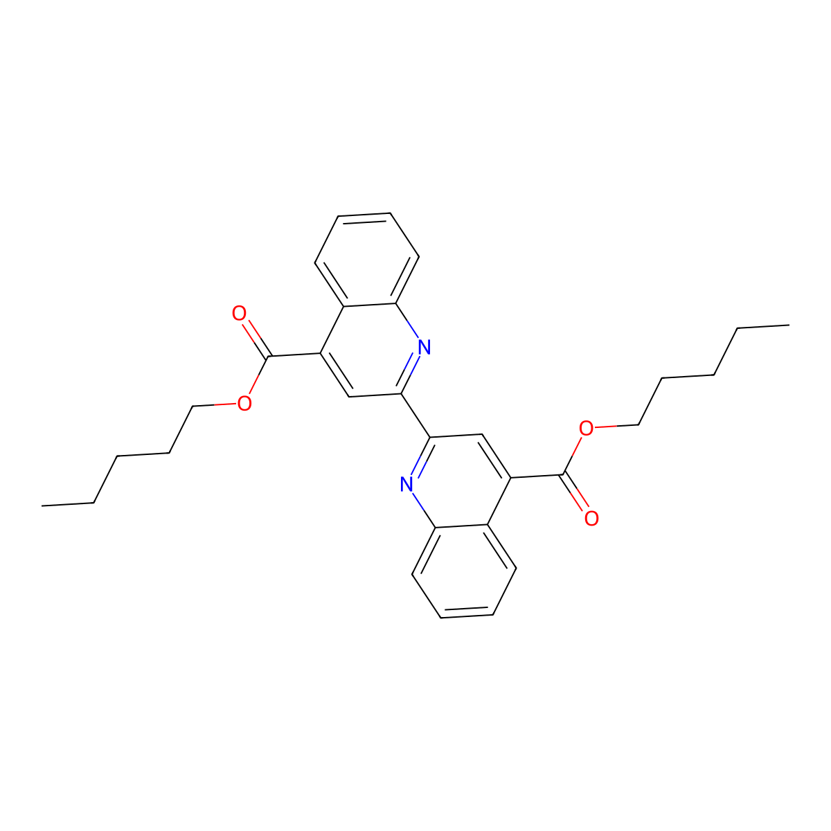 Pentyl 2-(4-pentoxycarbonylquinolin-2-yl)quinoline-4-carboxylate molecular structure, CAS 1260-91-9