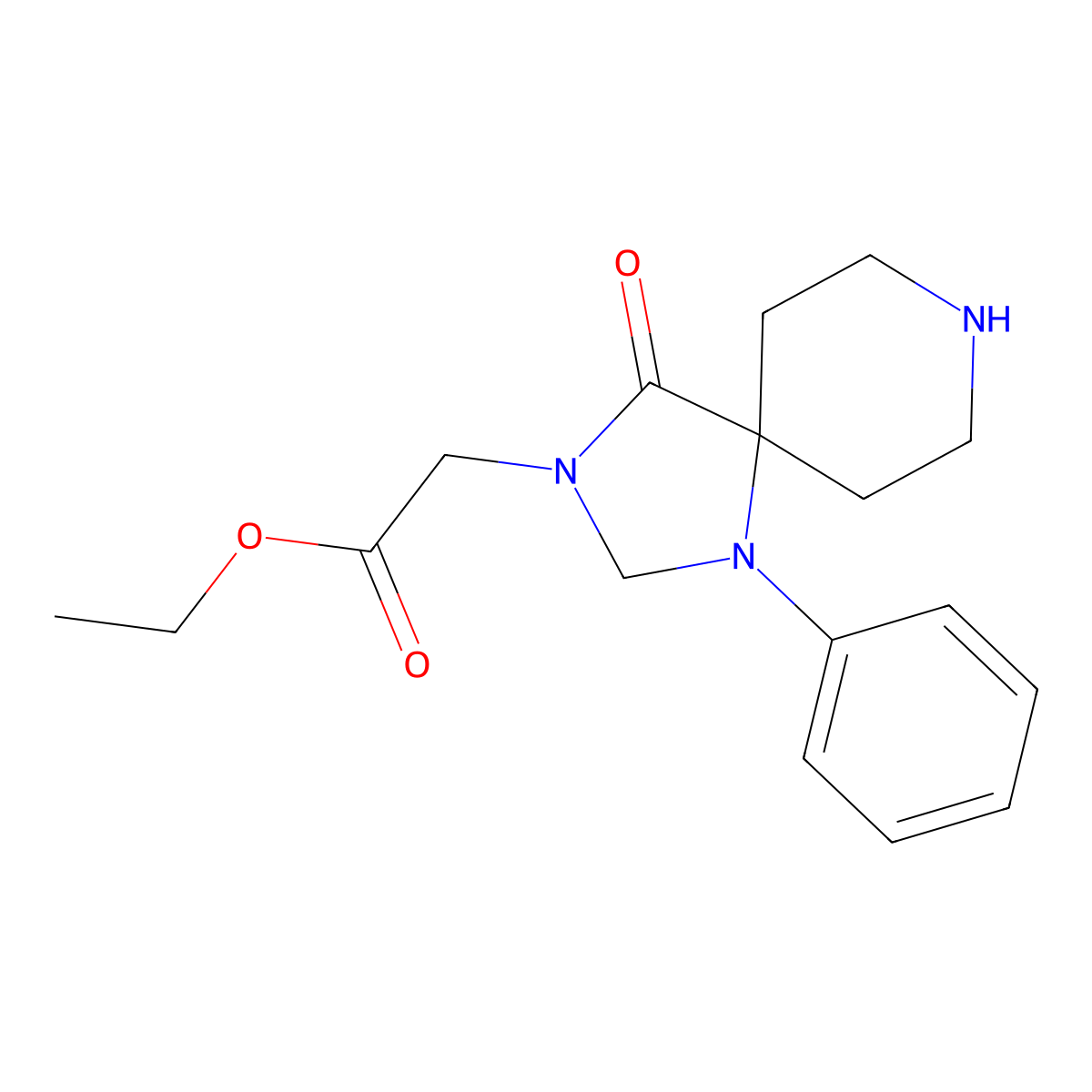 Ethyl 2-{4-oxo-1-phenyl-1,3,8-triazaspiro[4.5]decan-3-yl}acetate molecular structure, CAS 1260000-16-5