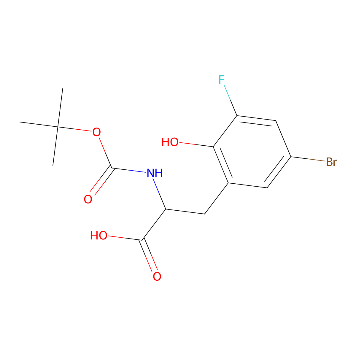 3-(5-Bromo-3-fluoro-2-hydroxyphenyl)-2-{[(tert-butoxy)carbonyl]amino}propanoic acid molecular structure, CAS 1260003-07-3
