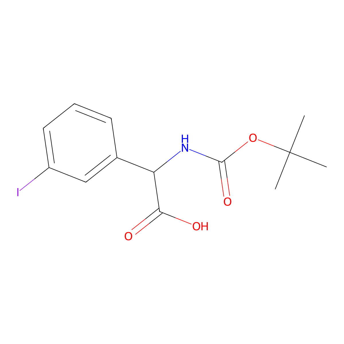 2-(((Tert-butoxy)carbonyl)amino)-2-(3-iodophenyl)acetic acid molecular structure, CAS 1260003-29-9