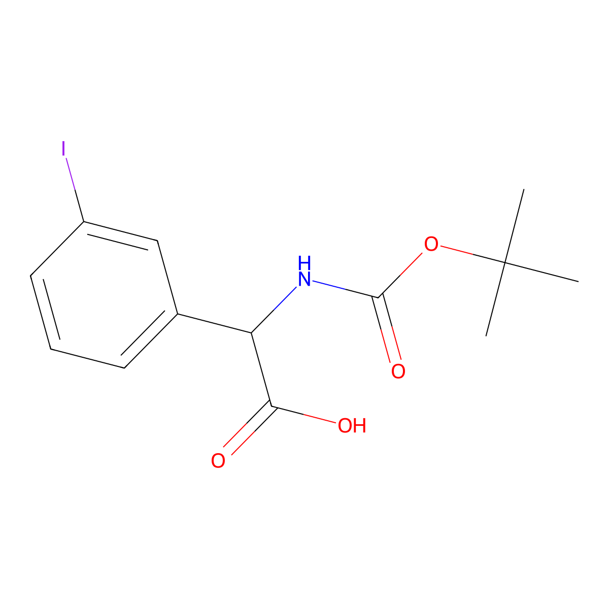 2-(((Tert-butoxy)carbonyl)amino)-2-(3-iodophenyl)acetic acid molecular structure, CAS 1260003-29-9