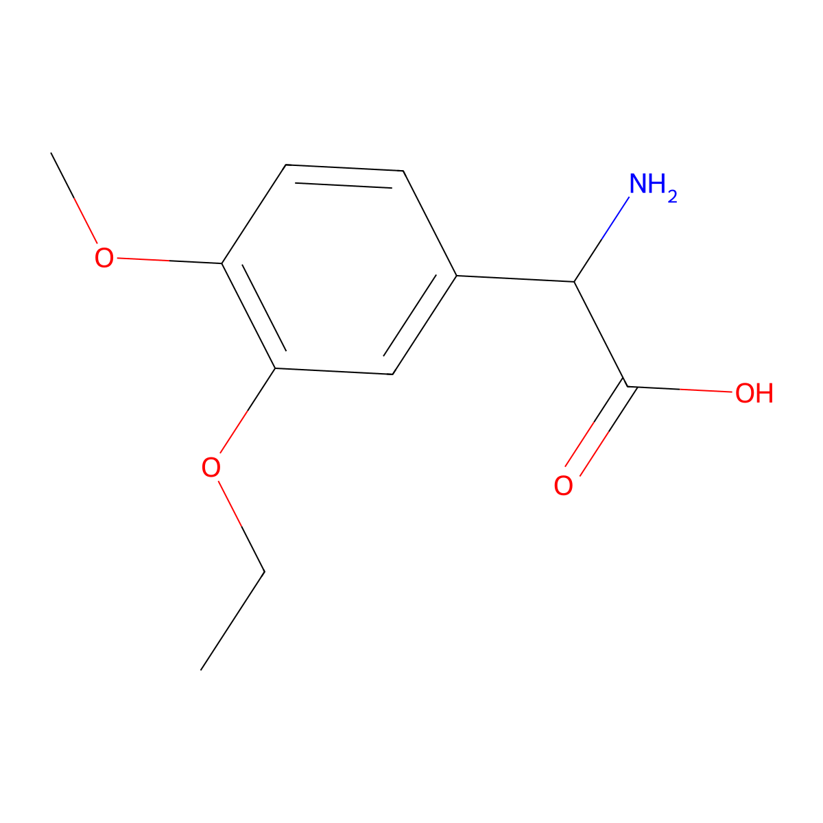 2-Amino-2-(3-ethoxy-4-methoxyphenyl)acetic acid molecular structure, CAS 1260004-15-6