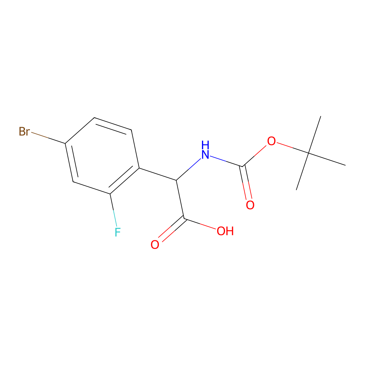 2-(4-Bromo-2-fluorophenyl)-2-{[(tert-butoxy)carbonyl]amino}acetic acid molecular structure, CAS 1260004-57-6