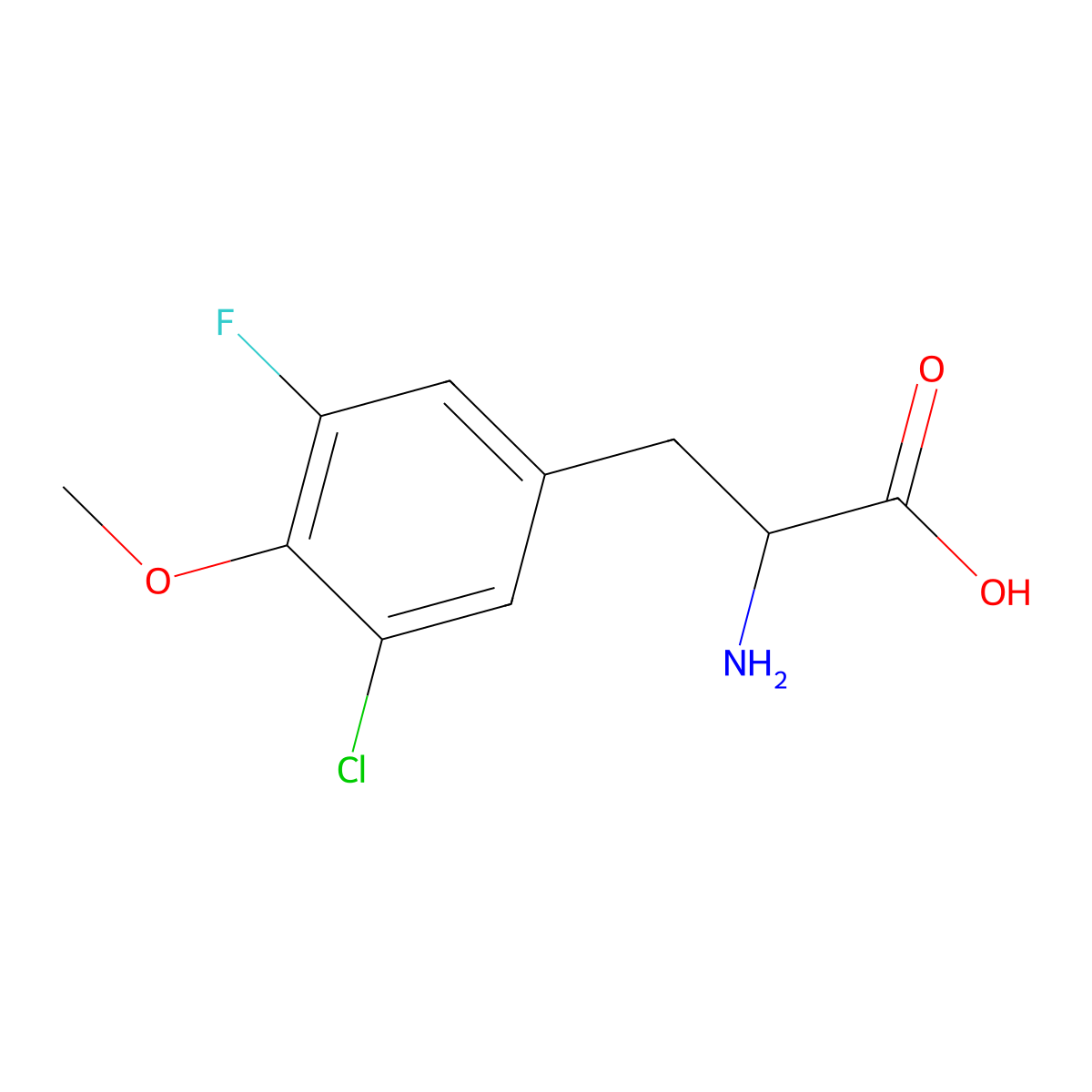 2-Amino-3-(3-chloro-5-fluoro-4-methoxyphenyl)propanoic acid molecular structure, CAS 1260005-16-0