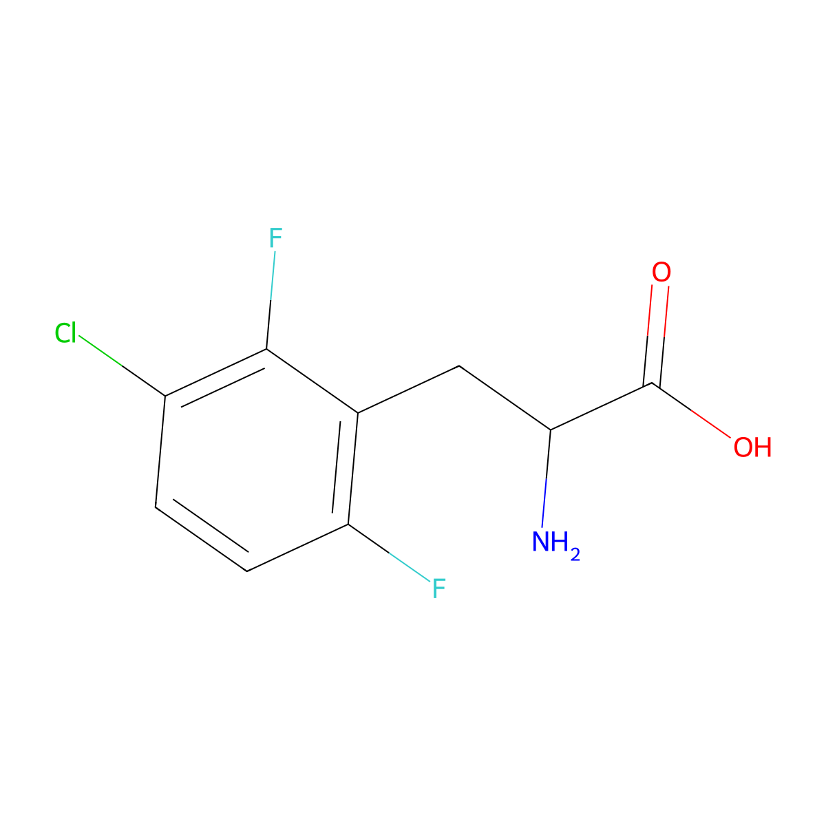 2-Amino-3-(3-chloro-2,6-difluorophenyl)propanoic acid molecular structure, CAS 1260006-14-1