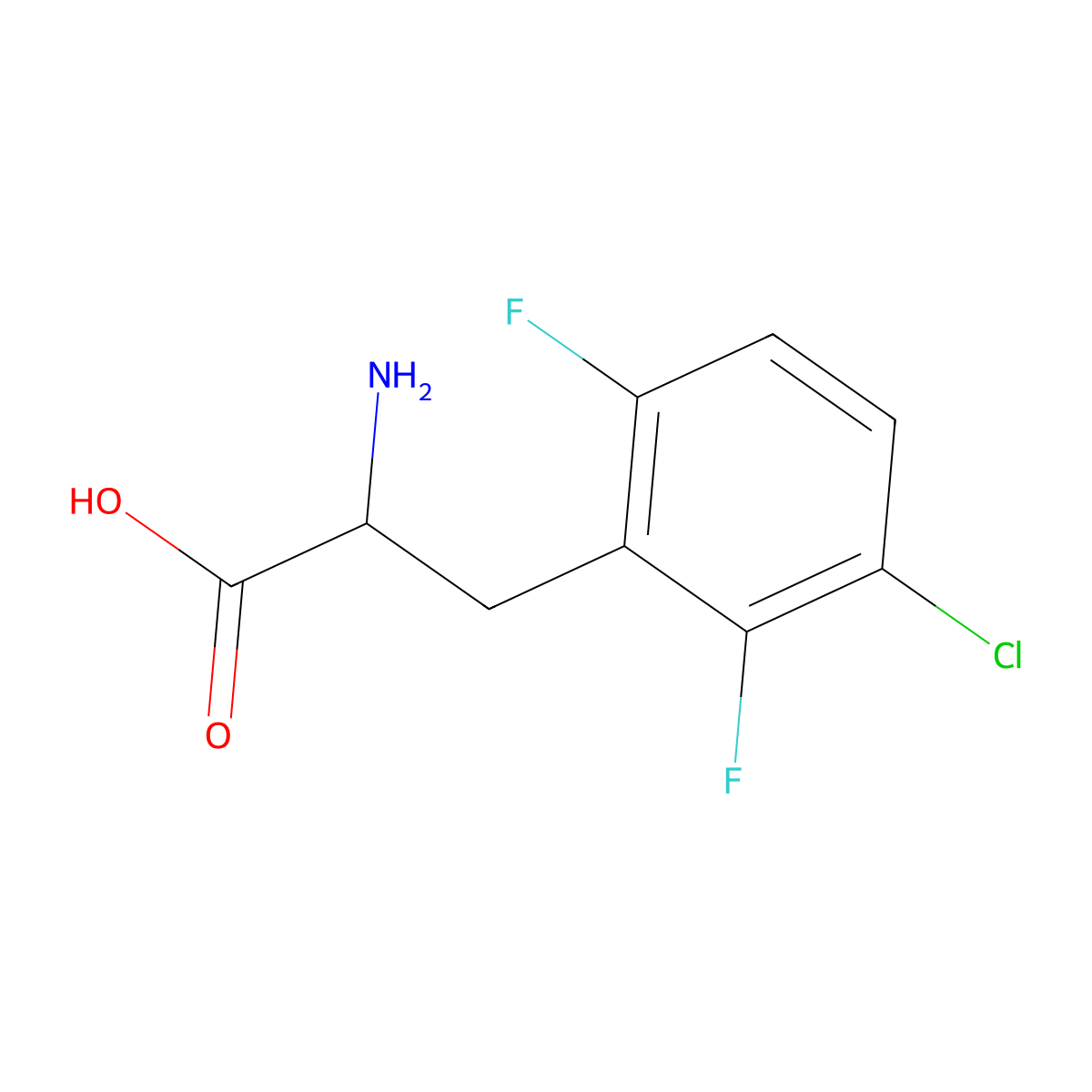 2-Amino-3-(3-chloro-2,6-difluorophenyl)propanoic acid molecular structure, CAS 1260006-14-1