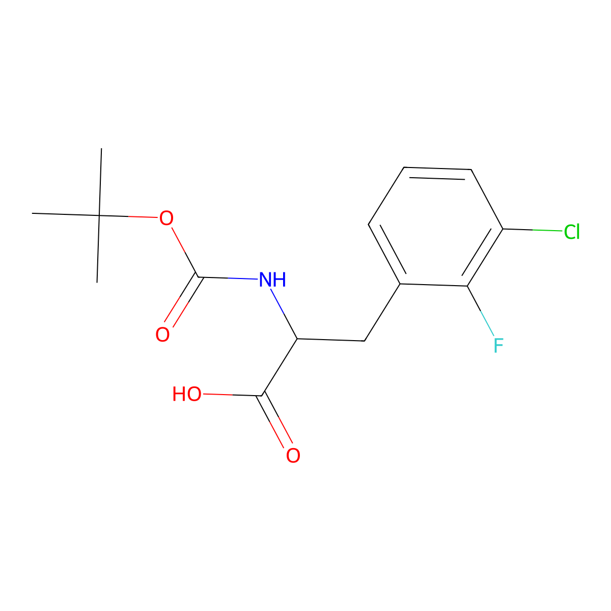 2-((tert-Butoxycarbonyl)amino)-3-(3-chloro-2-fluorophenyl)propanoic acid molecular structure, CAS 1260010-17-0