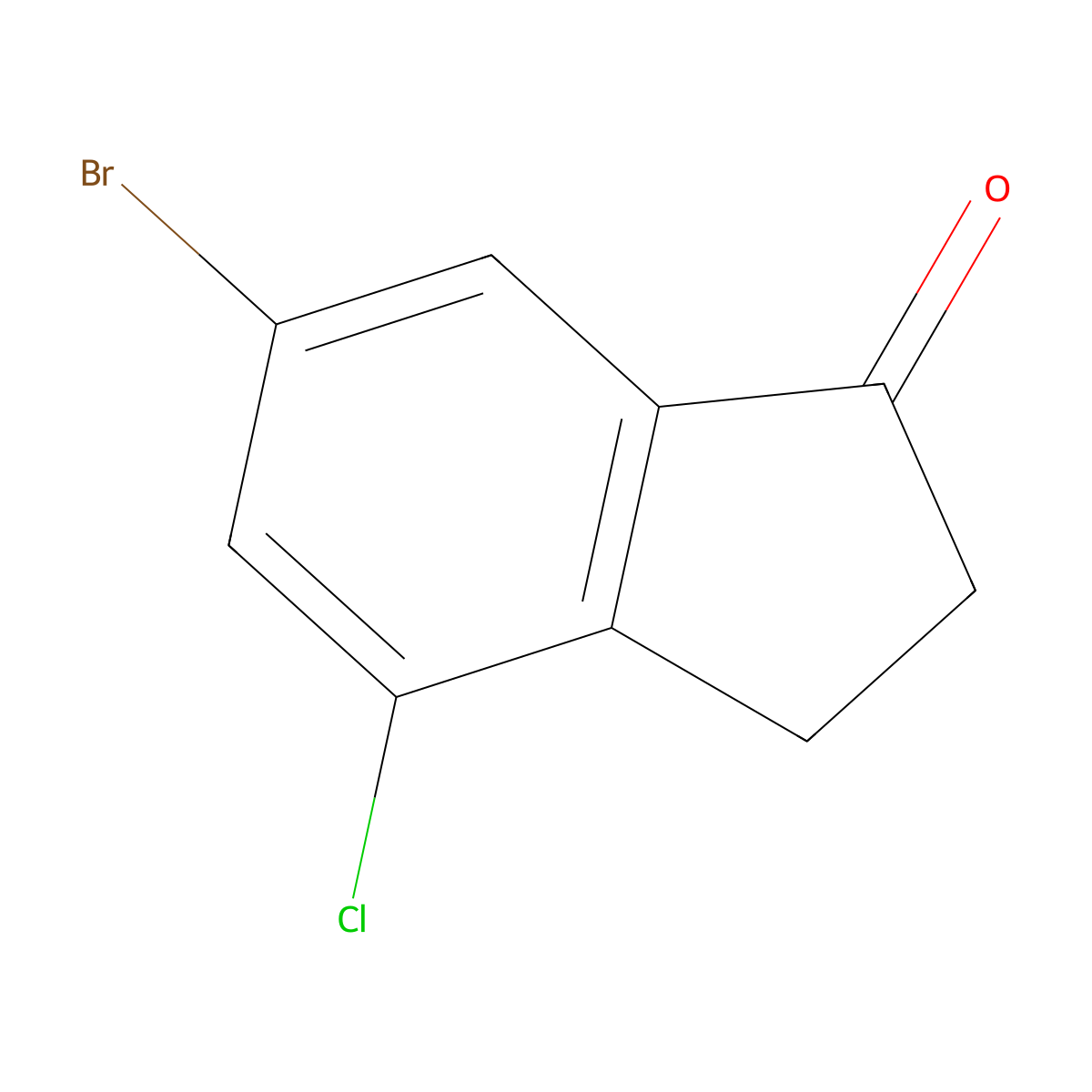 6-bromo-4-chloro-2,3-dihydro-1H-inden-1-one molecular structure, CAS 1260017-17-1