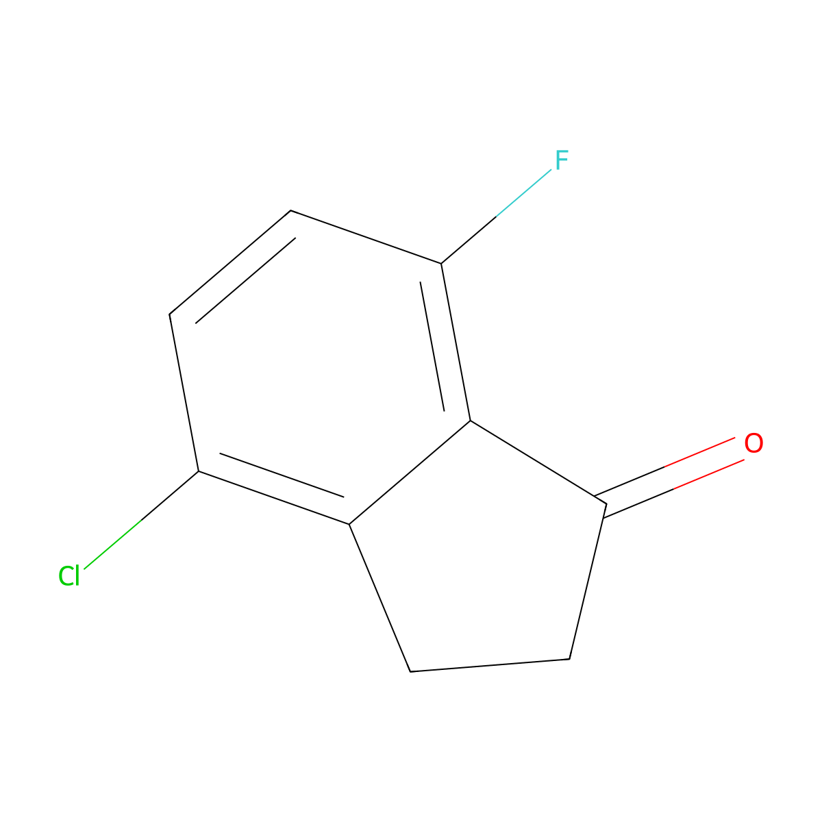 4-chloro-7-fluoro-2,3-dihydro-1H-inden-1-one molecular structure, CAS 1260018-63-0
