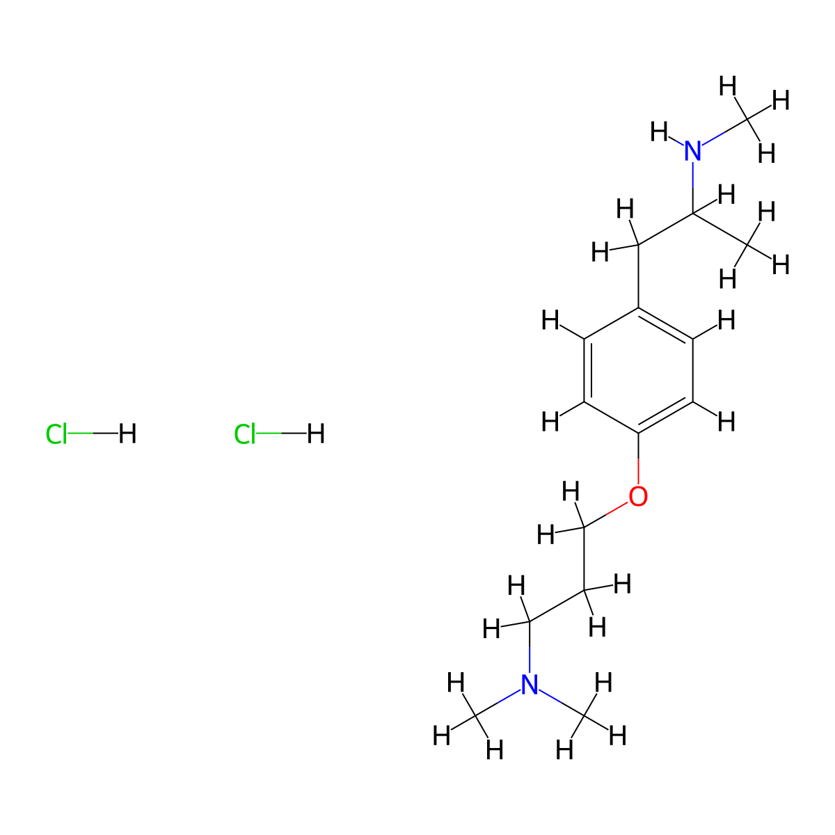 Benzeneethanamine, N,alpha-dimethyl-4-(3-(dimethylamino)propoxy)-, dihydrochloride molecular structure, CAS 126002-21-9